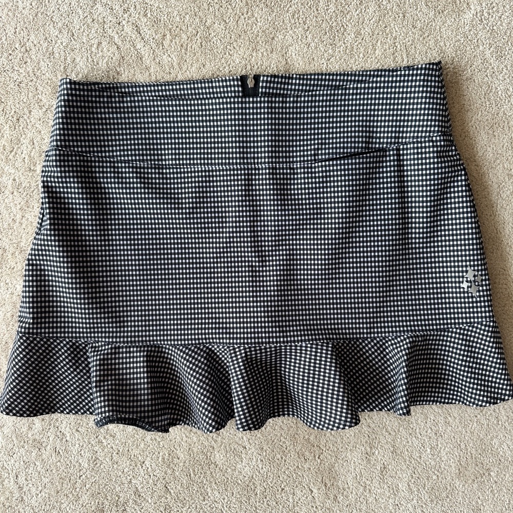 Black and White Ruffled Mini Pencil Skirt